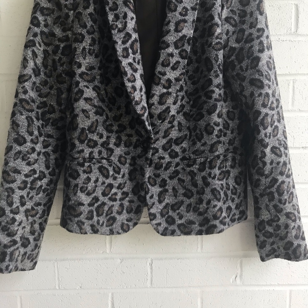 Loft Cheetah Print Wool Blend One Button Blazer - Picture 3 of 7